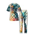 thumbnail image 3 of Womens Pajamas Set Short Sleeve and Pants 2 Piece PJ Sets Soft Comfy Loungewear, Watercolor Pineapple Art, 3 of 6