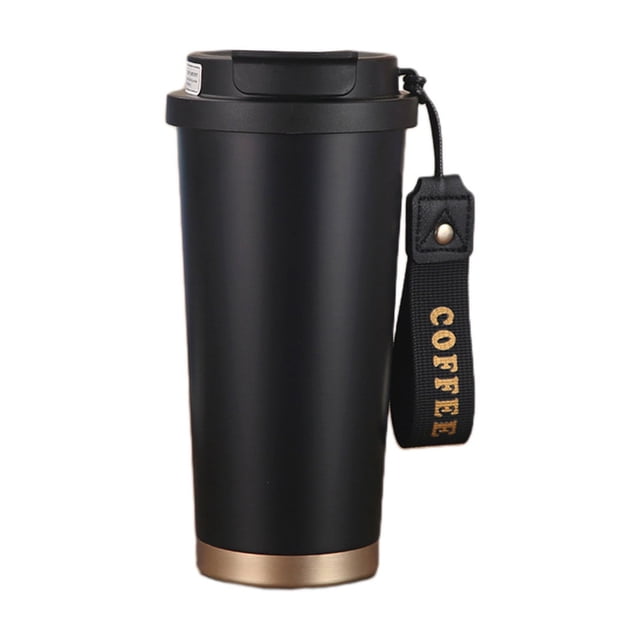 304 Stainless Steel Straw Water Cup With Carry Rope Convenient Coffee Vacuum Cup