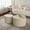 Beige+White, variant on Modern Round Coffee Table Set | Multipurpose for Various Living Spaces | Beige & White MDF Construction | Easy to Clean & Space-Efficient