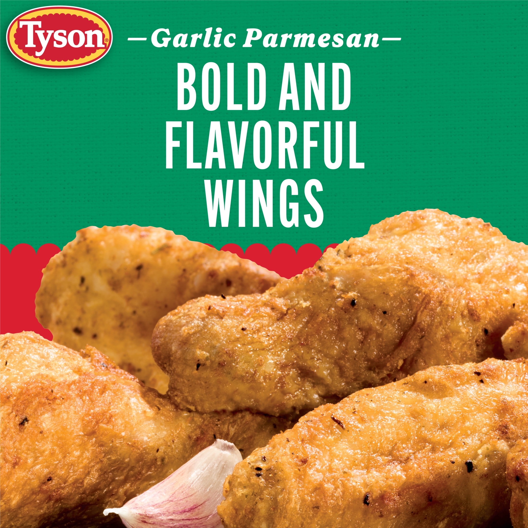 Tyson Garlic Parmesan Crispy Wings, 16 oz (Frozen, Fully Cooked)