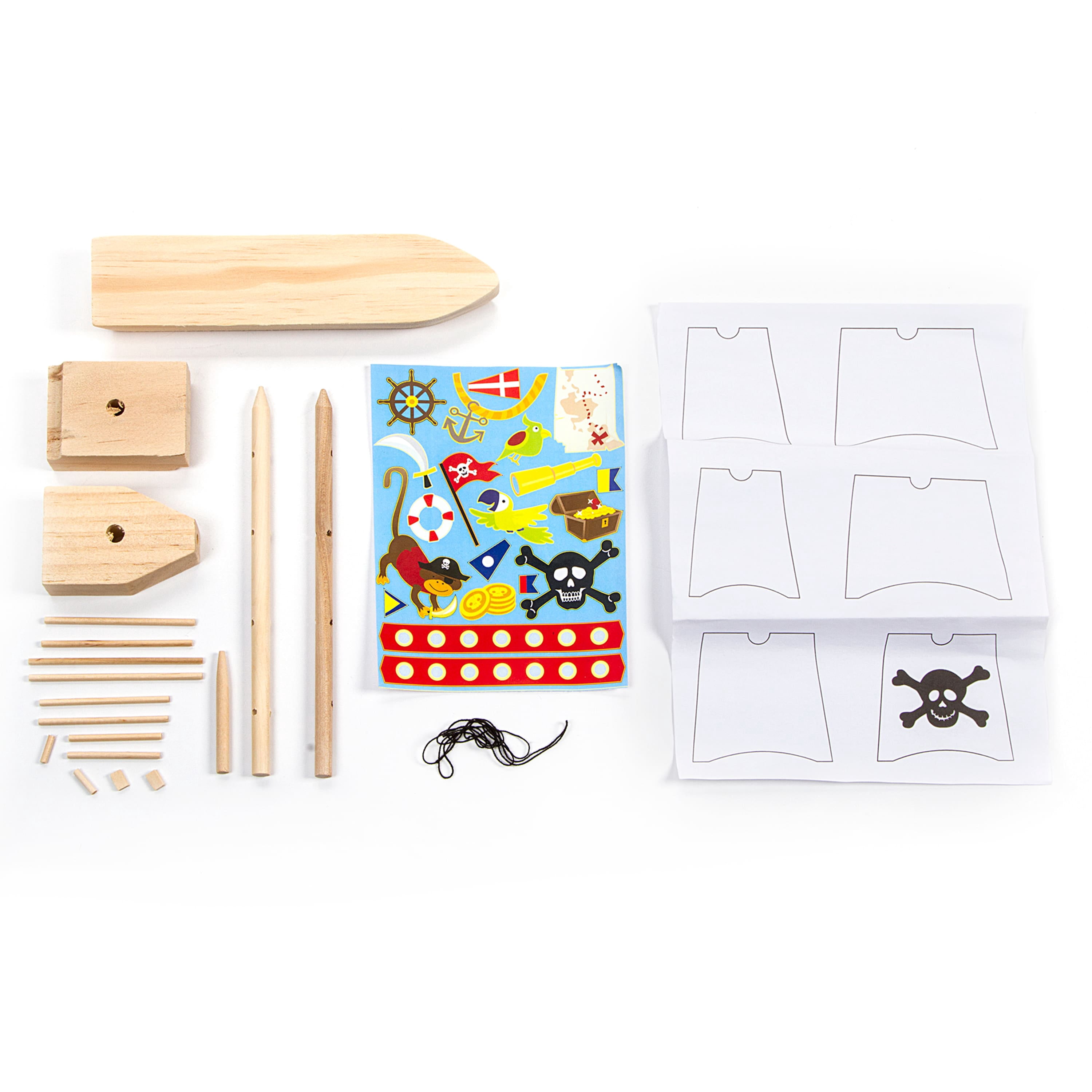 12 Pack: Wooden Model Pirate Ship Kit by Creatology