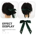thumbnail image 3 of STRANDCHIC Luxurious Velvet Bow Hairpin for Women Dark Green 1Pack Elegant Styling, 3 of 7