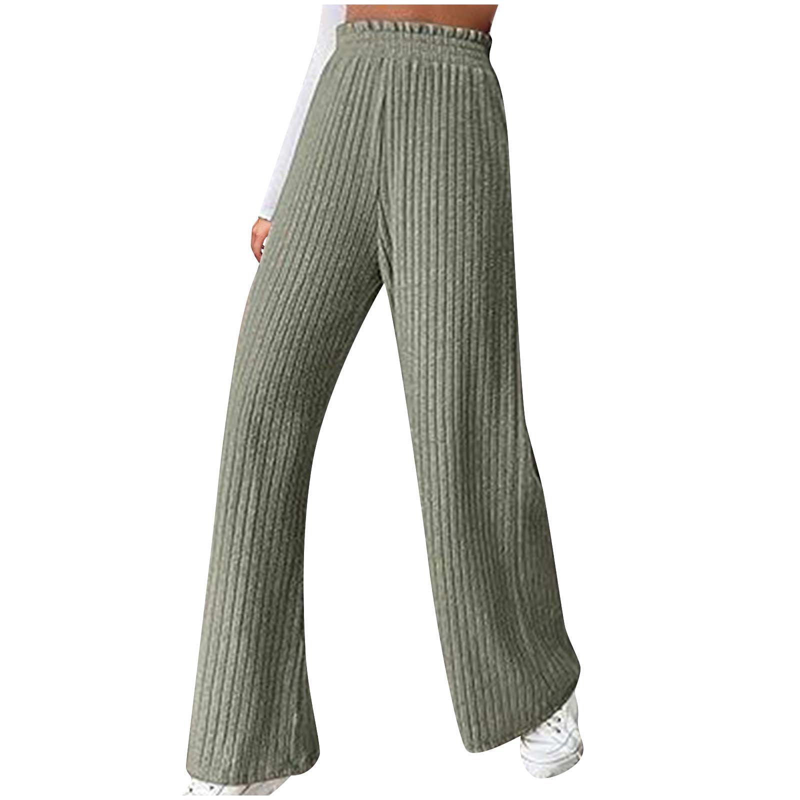 パンツ Bristol STRETCH KNIT RIBBED LOUNGE PANTS Womens Solid Rib Knit Wide Leg Pants Palazzo Lounge Pants