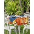 thumbnail image 2 of Outdoor Tablecloth with Umbrella Hole and Zipper, Orange Pumpkins Fall Round Table Cloth 60 Inch Waterproof Tablecloth, Thanksgiving Botanical Maple Leaves Falling Picnic Table Cover for Patio, 2 of 7