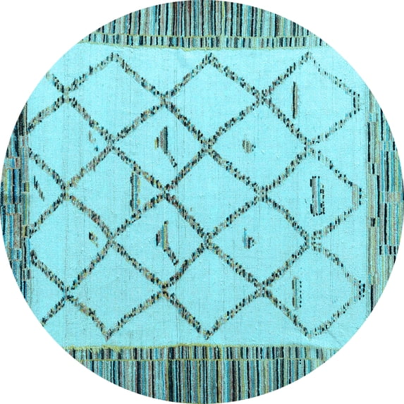 Ahgly Company Indoor Round Solid Light Blue Modern Area Rugs, 7' Round