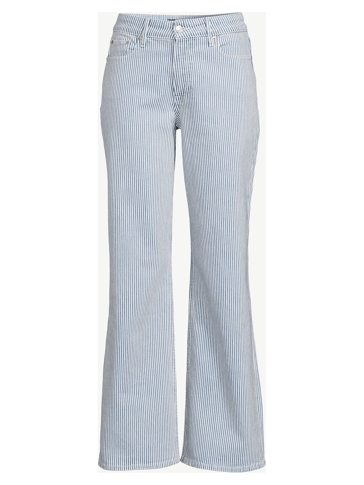 Striped Denim Jeans Cello Light Wash Pinstripe Stretchy Wide Leg Jeans