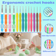 Yarniss 33 pcs Crochet Hooks Kit Knitting Accessories with Crochet Case, Colorful Ergonomic Crochet Needles Set with Case