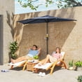 thumbnail image 2 of Outsunny Parasol Demi-Parasol de Patio 9,8 Pi Pare-Soleil, Manivelle, Bleu Foncé, 2 of 10