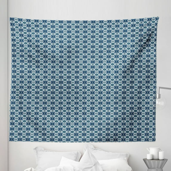 Traditional Tapestry, Abstract Portuguese Mosaic Azulejo Tiles Spanish Cultural Heritage, Fabric Wall Hanging Decor for Bedroom Living Room Dorm, 5 Sizes, Multicolor, by Ambesonne