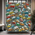 thumbnail image 4 of Kid''s Shower Curtain,Modern City Lush Decor Race Cartoon Car Pattern Print Waterproof Bathroom Decorative Bathtub Curtain,12 Hook,72x72 Inches, 4 of 6