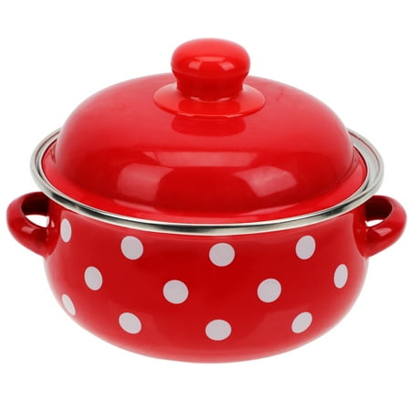 

FRCOLOR Decorative Enamel Soup Pot Durable Retro Binaural Soup Pot Kitchen Supply