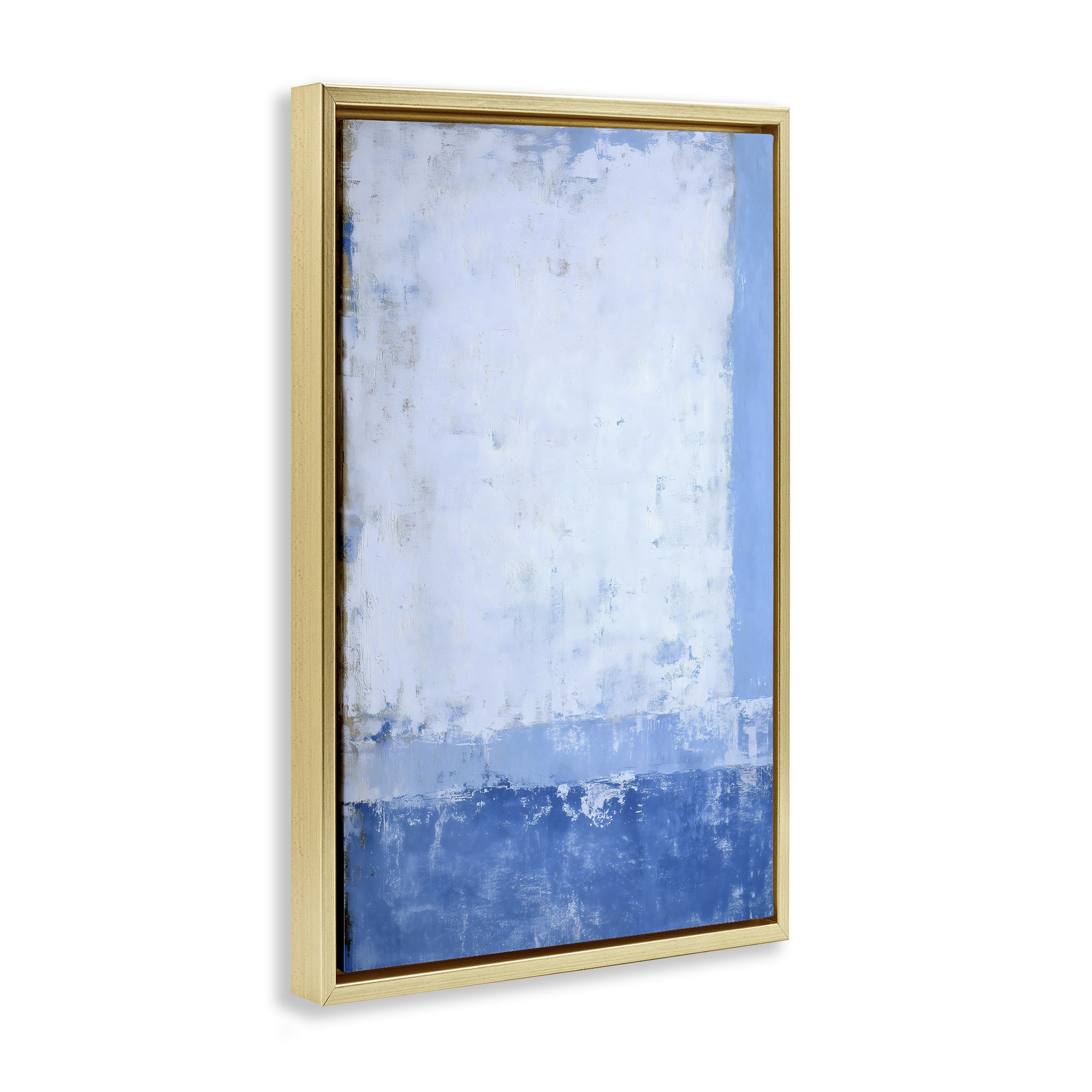 Stupell Industries Blue & White Abstract Gold Framed Floater Canvas Wall Art, design by Gina Kelly