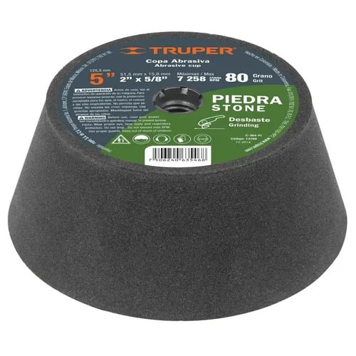 Copa Desbaste Piedra 5'' Grano 24 Ent. M14 Truper C-346-PI