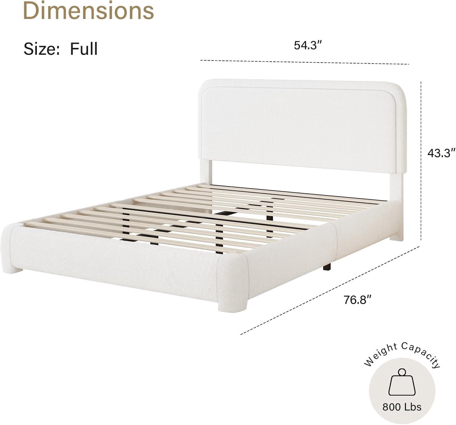 4 Ever Full Size Double Bedframe, Modern White with Backboard and Footboard