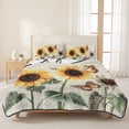 thumbnail image 3 of Twin XL Quilt Set 68''x98'', Yellow Sunflowers Lightweight Summer Bedspread Coverlet Set with 2 Pillow Shams, Floral in Blooms Pastoral Plants Breathable All Season Quilt Bedding for Dorm/Guest Room, 3 of 9