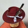 thumbnail image 6 of Wool Homburg Fedoras Hat Exotic Belt Distressed Victorian Age Wool Top Hat Classical Porkpie Hat for Boy Men Adults Wool, 6 of 9