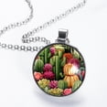 thumbnail image 2 of Cactus Glass Circular Pendant Women's Necklace, 2 of 5