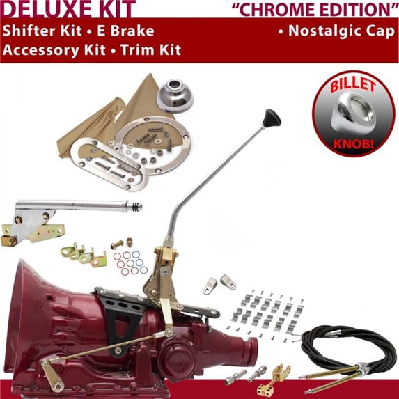 American Shifter 4L60 Shifter Kit Chrome 12 in. E Brake Cable Clamp Clevis Trim Kit for F0C8C