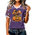 thumbnail image 2 of V Neck Fall Shirts for Women Pumpkin Graphic T Shirts Cute Halloween Tops Thanksgiving Tee Purple 2XL, 2 of 5