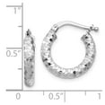 thumbnail image 4 of Primal Gold 14 Karat White Gold 3x10mm Diamond-cut Hoop Earrings, 4 of 4