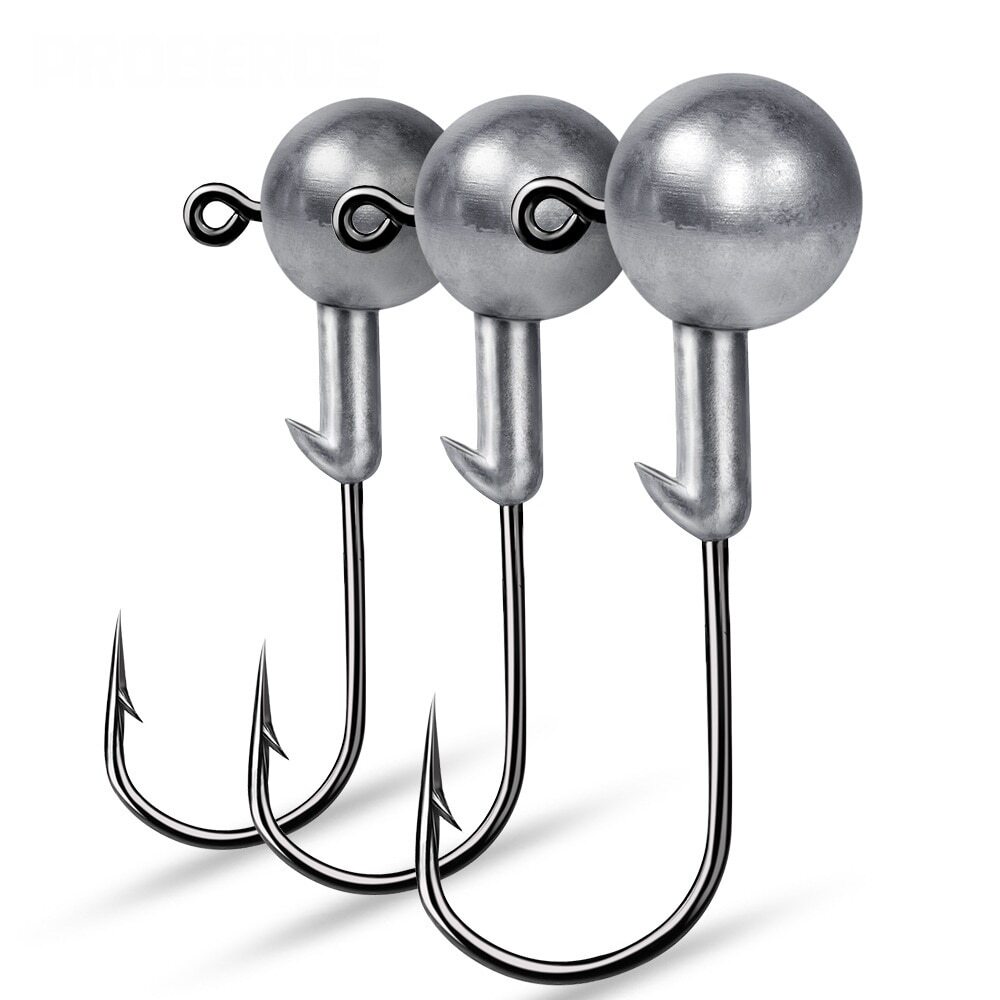 50PCS Fishing Round Jig Heads Hook Crappie Trout Perch 1/32oz-1/4oz