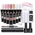 thumbnail image 1 of Kit de uñas de gel de extensión - Gel de mejora de uñas 7 colores Kit todo en uno rosa desnudo con lámpara de uñas, 1 of 1