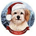 thumbnail image 3 of Holiday Pet Gifts Cavachon Santa Hat Dog Porcelain Christmas Tree Ornament, 3 of 3