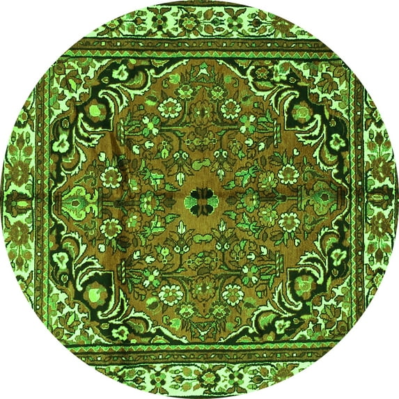 Ahgly Company Indoor Round Persian Green Traditional Area Rugs, 4' Round