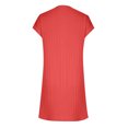 thumbnail image 5 of Juslio Womens Dress V-Neck Button Dresses, Loose Casual Solid Color Rolled Sleeve T-Shirt Dress, 5 of 9