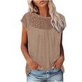 thumbnail image 1 of Mikilon Ensemble Élégant pour Femmes 2 Pcs Haut à Manches Courtes Imprimé Patchwork en Dentelle Col Rond Chic Confortable Ensemble Haut/chemise à Manches Courtes Col Rond Kaki TP, 1 of 5
