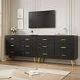thumbnail image 3 of Twister.CK 6 Drawer Dresser, Modern Wooden Double Dresser with Gold Handles and Storage Space, Chest of Drawers for Bedroom, Hallway, Living Room, Entryway, Black, 3 of 9
