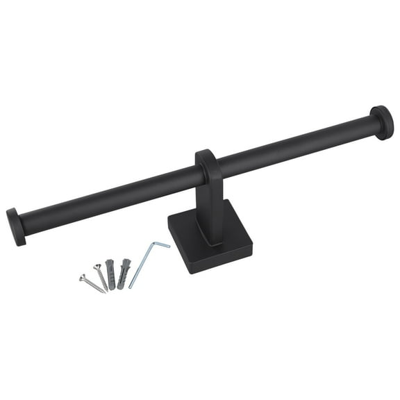Stainless Steel Toilet Roll Holder Double Ring Toilet Paper Holder Wall Black Smile Home