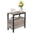 thumbnail image 3 of HOOBRO Set of 2 Narrow End Tables with 2 Drawers Wood Nightstand Living Room Bedroom Gray BG548BZP201G2, 3 of 10