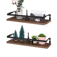 thumbnail image 4 of 2 estantes flotantes montados en la pared de madera rústica para almacenamiento de pared. Leyfeng Estante de almacenamiento, 4 of 7