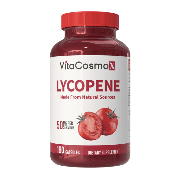 VitaCosmoX Lycopene Super Antioxidant 50mg , 180 Capsules Gluten Free, Non-GMO, and Vegetarian Friendly Supplement