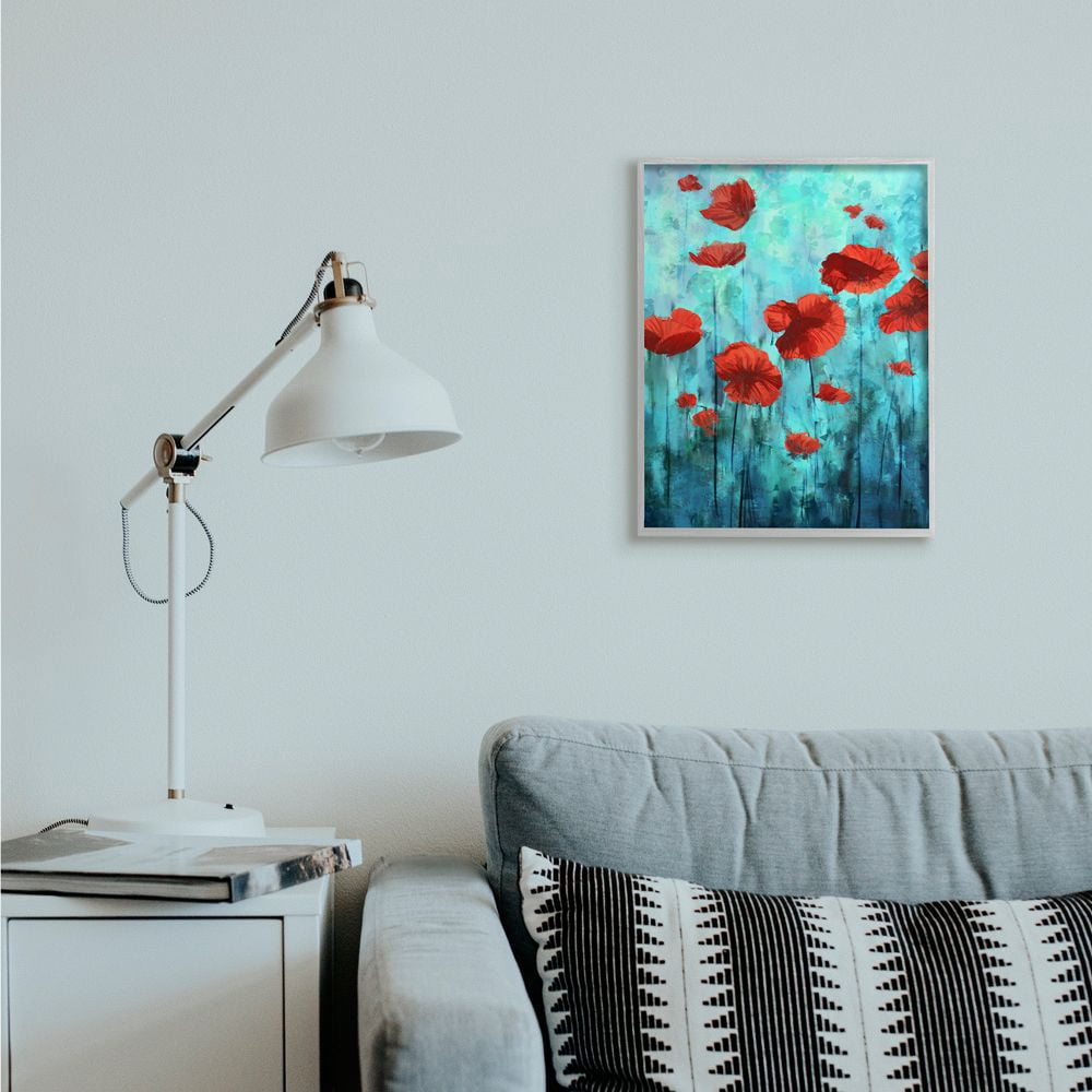 Stupell Industries Red Poppies Growing in Blue Sky Floral Design Designed by Ziwei Li