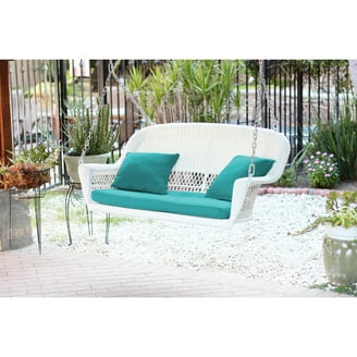 Northlight Hand Woven Resin Wicker Porch Swing with Chain - Green