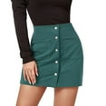 thumbnail image 1 of Minifalda De Cintura Alta, Botones Por Encima De La Rodilla, Bolsillos Delanteros A La Moda, Falda Corta Cómoda, Ajustada Para Invierno Y Otoño Para Mujer ANGGREK Verde XL, 1 of 6