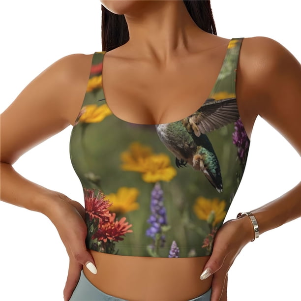 Balery Humming Bird Sujetadores deportivos con espalda cruzada para mujer, acolchados, sin costuras, de alto impacto, ideales para yoga, gimnasio, entrenamiento y fitness.-X-Large
