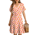 thumbnail image 3 of UVN Summer Dresses for Women Short Sleeve V Neck A-Line Midi Dress Boho Beach Floral Print Sundress, 3 of 8