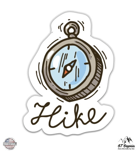 Hike Compass Adventure Outdoors - 5" Vinyl Sticker - For Car Laptop I ...