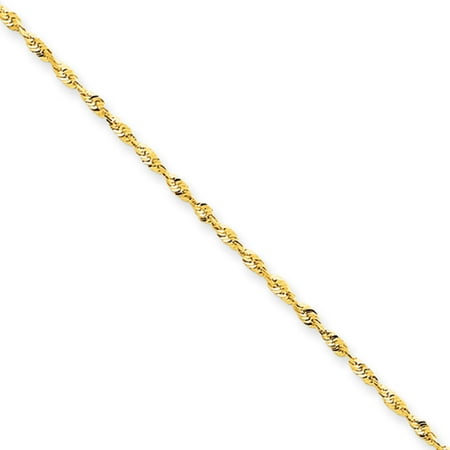 1.5mm, 14k Yellow Gold Light Diamond Cut Rope Chain Necklace
