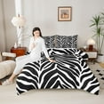 thumbnail image 4 of Homewish Fashion Zebra Print Bedding Comforter Set, Black White Abstract Ombre Twin Comforter Sets, Teens Adult Women Reversible Bedding Set, Breathable Home Decor, 2pcs, 4 of 8