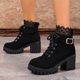thumbnail image 3 of Miluxas Platform Heel Lace Boot Chunky Heels Combat Boots for Women Black 6(37), 3 of 9