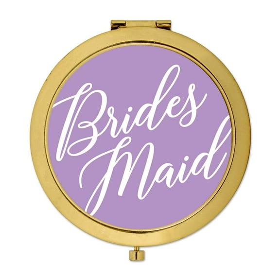 Koyal Wholesale Gold Compact Mirror Bridesmaid Wedding Gift, Lavender, 1-Pack