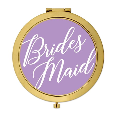 Koyal Wholesale Gold Compact Mirror Bridesmaid Wedding Gift Lavender 1-Pack