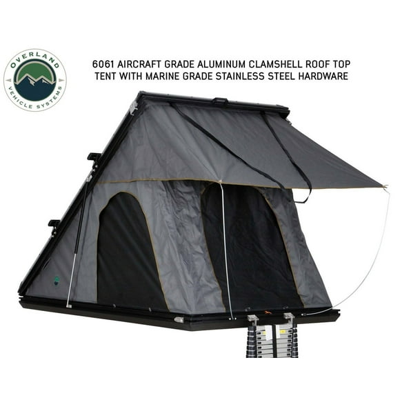 Overland Vehicle Systems Tent 18099901 Mamba 3; Vehicle Roof Top; Clam Shell Design; Polyester Canvas; With Window; With Cover; 2 Person Capacity