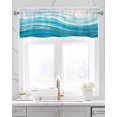 thumbnail image 2 of Blue Waves Abstract Kitchen Valances for Windows Farmhouse Linen Window Valance Curtain for Living Room Window Treatment Modern Water Ripple Striped Valance Rod Pocket Topper Drape, 42 x 18 Inch, 2 of 6
