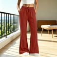 thumbnail image 2 of GUACER No Boundarie Women's Cotton Linen Pants High Waisted Wide Leg Trousers with Drawstring Front Seam Palazzo Pants, 2 of 7