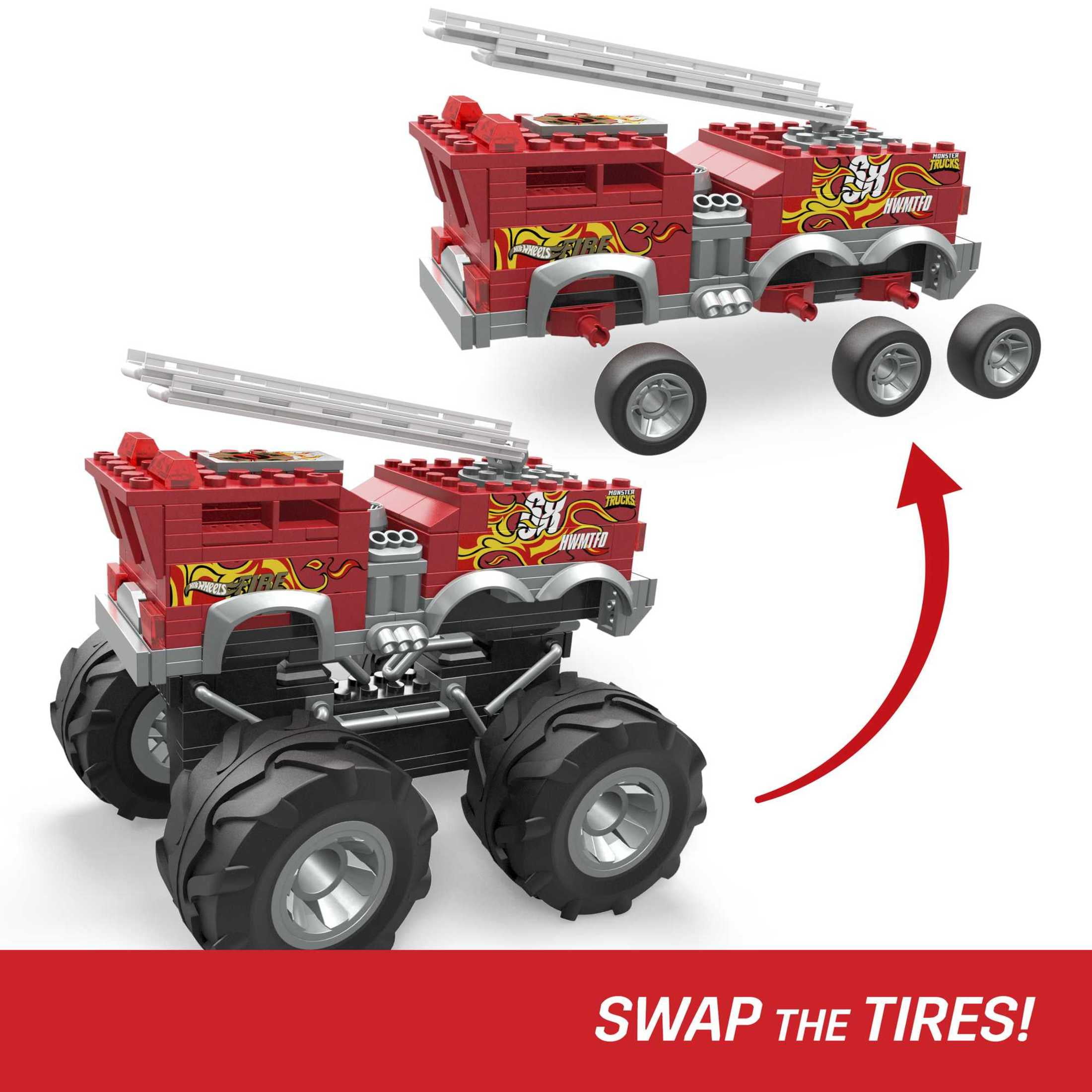 MEGA Hot Wheels 5-Alarm Fire Truck Monster Truck Building Set with 1 Figure (284 Pieces)